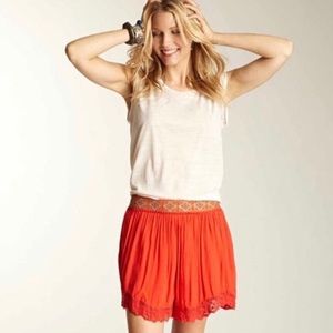 Free People Embroidered Boho Lace Trim Shorts XS